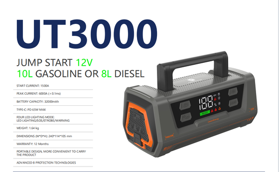 32000mAh 118.4Wh Multifunctional Car Jump Starter  Lithium Battery Jump Starter